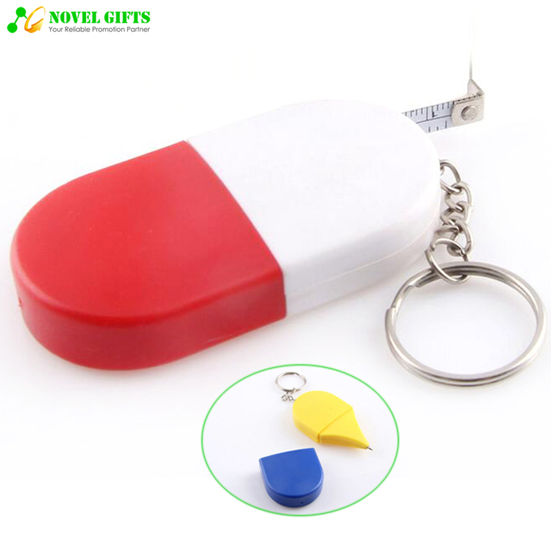 Promotion Gifts Capsule Shape Metal Body Mass Index BMI Tape Measure  Ruler Scales with Key Chain