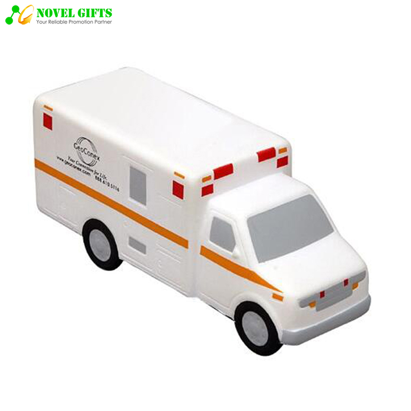 Customized Ambulance Shape PU Stress Reliever Ball Pharma Promotion Gifts 