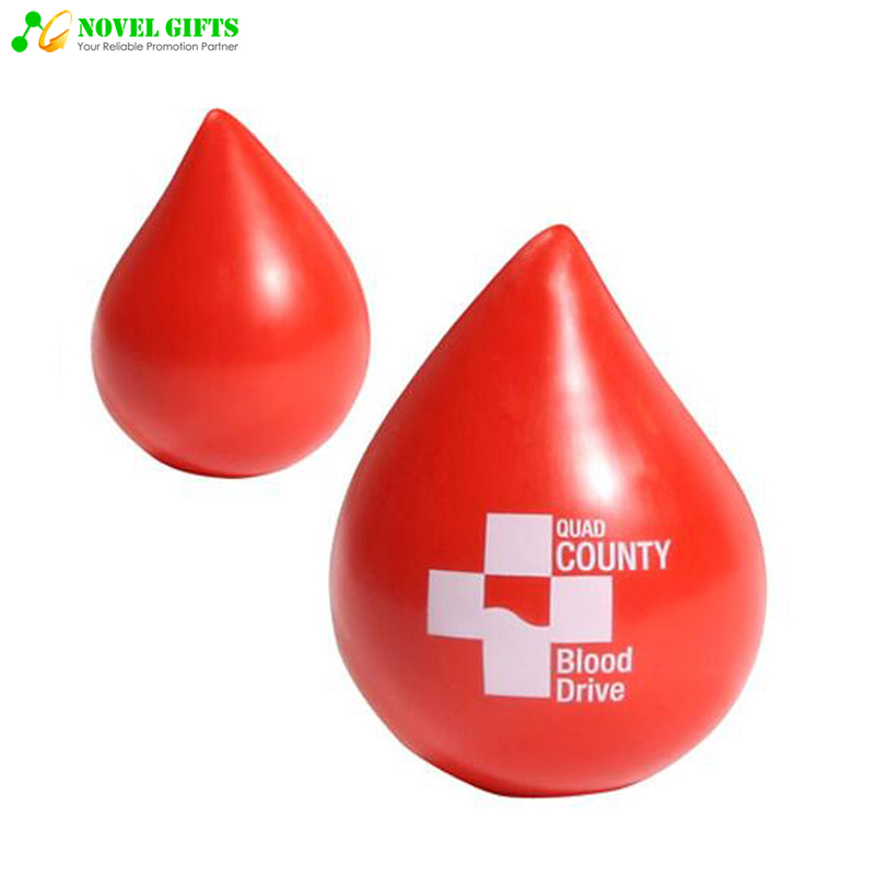 Customized Water Drop Shape PU Stress Reliever Squeeze Ball Pharma Promotion Gifts 