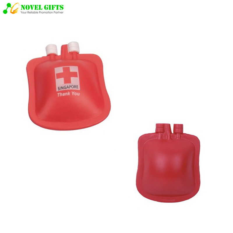 Customized Blood Bag Shape PU Stress Reliever Ball Pharma Promotion Gifts 