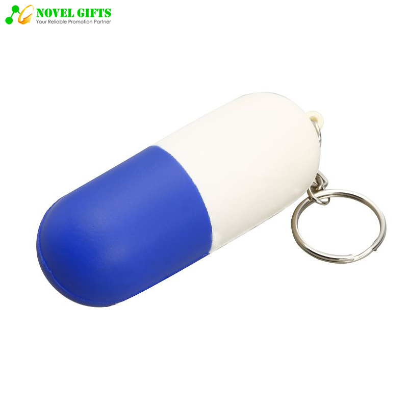 Customized Capsule Shape PU Stress Reliever Squeeze Ball Pharma Promotion Gifts 