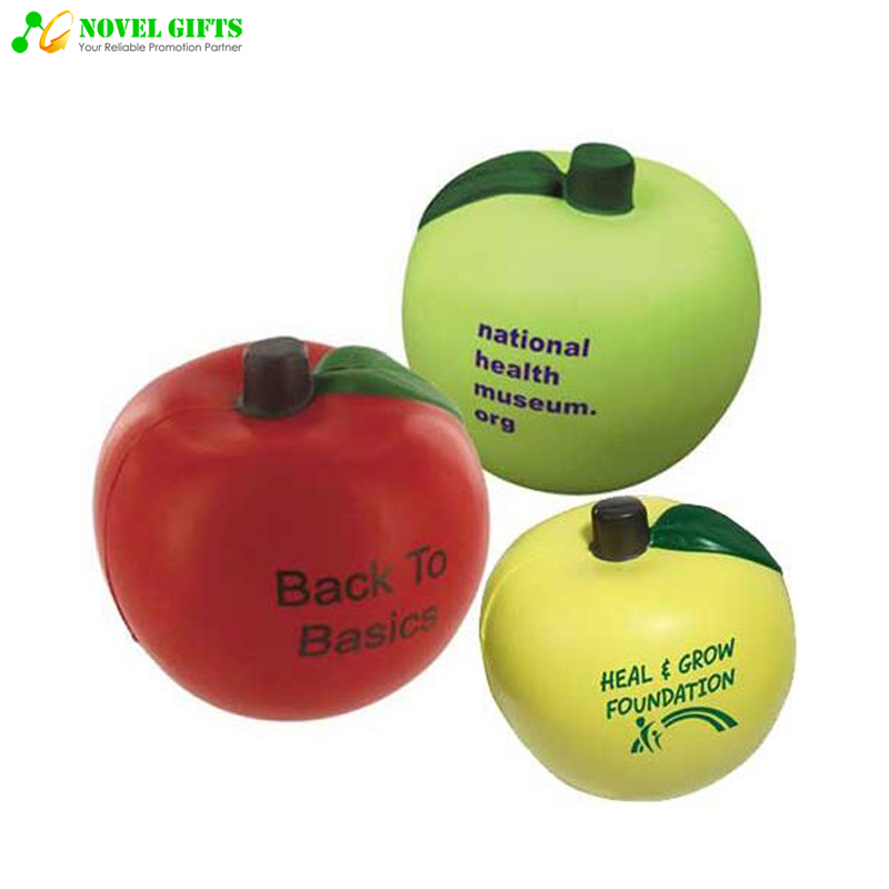 Customized Apple Shape PU Stress Reliever Squeeze Ball Promotion Gifts 