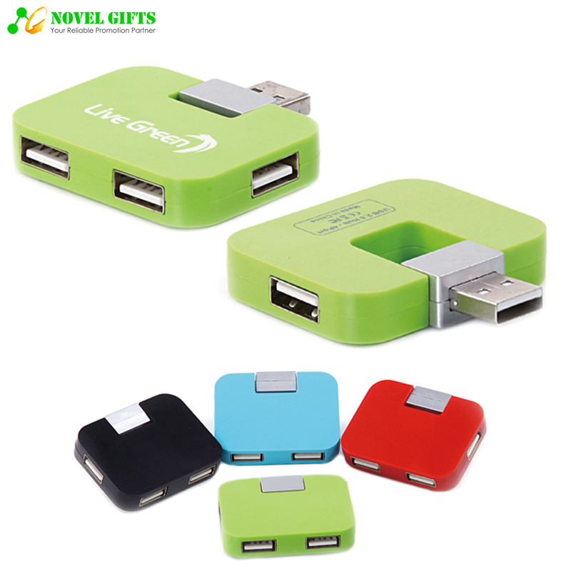 Customized Cheap Rotate 4-port USB HUB Extender 2.0 Promotion Gifts 