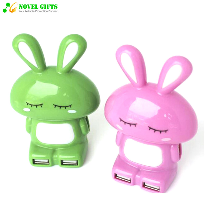 Customized Cheap Rabbit Shape 4-port USB HUB Extender 2.0 Promotion Gifts 