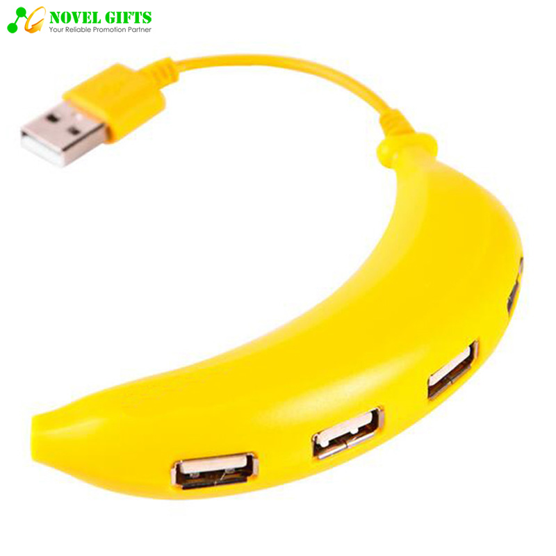 Customized Cheap Banana Shape 4-port USB HUB Extender 2.0 Promotion Gifts 