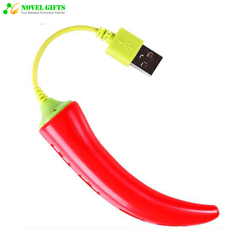 Customized Cheap Pepper Shape 4-port USB HUB Extender 2.0 Promotion Gifts 