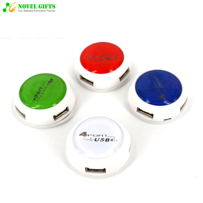 Customized Cheap Logo Lit-up Round 4-port USB HUB Extender 2.0 Promotion Gifts 